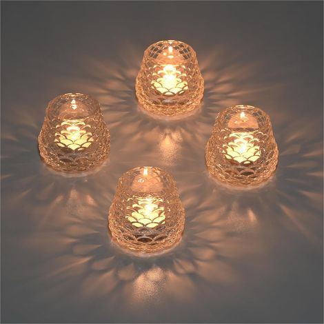 Lot de 4 Photophores en Verre, Bougeoir Verre Transparent pour Centre de Table, Photophore Bougie Decoratif, Porte Bougie Chauffe Plat pour Noël, Mariage, Décoration de Maison (Pomme de Pin) (1/5)