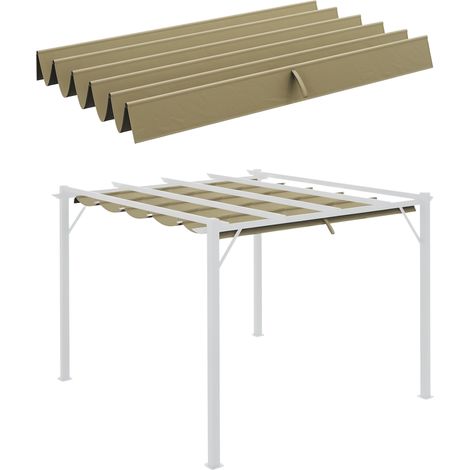 Retractable Pergola Cover, 2.55 x 2.5 m Replacement Canopy Fabric for 3 x 3 m Frame, Roof Top Only, Tan