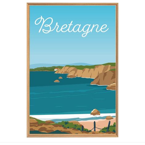 Tableau mural encadré plage en Bretagne 65x97 cm (1/5)