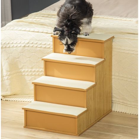 Treppe per animali domestici 40x59x54.2 cm, 4 gradini antiscivolo, fino a 30 kg, legno naturale (1/5)