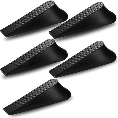 Topes de puerta de goma，Cuñas para puertas，Bloqueadores de puertas，Mantienen las puertas abiertas，Diseño antideslizante，5 piezas，Negro (1/5)