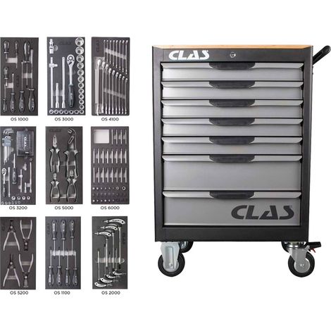 Servante d'atelier 7 tiroirs 400Kg L.688 x l.459 x H.1035mm avec 205 outils - EG 7205 - CLAS Equipements (1/2)