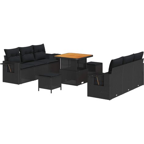 Maison Exclusive - Garten-Sofa-Set mit Kissen mit Speicher 9 pcs