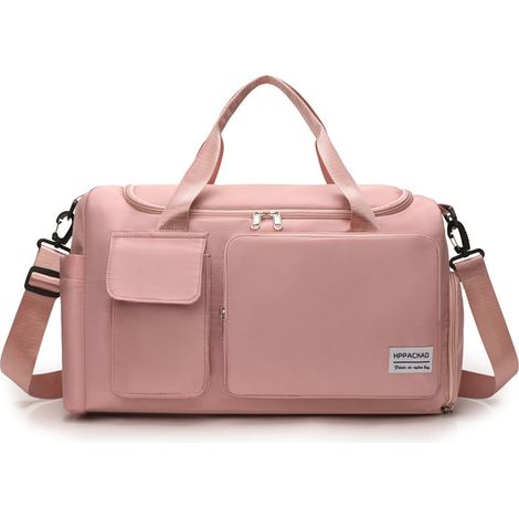RGE 1 pièce sac de sport, sac de voyage sac de sport, grande capacité portable pliable léger étanche week-end sport bagage à main sac rose (1/5)