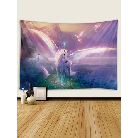 (200 x 150 cm) Dekorativer Wandteppich fürs Schlafzimmer – Einhorn 1 (1/4)