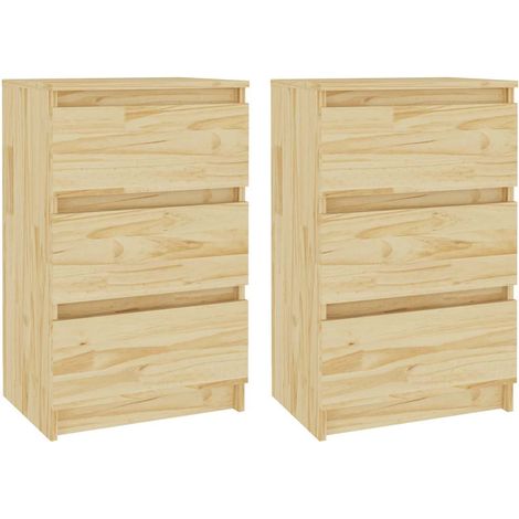 Mesitas de noche 2 uds madera maciza de pino 40x29,5x64 cm vidaXL (1/5)