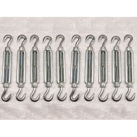 x10 M22 Galvanised Forged Straining Screw Hook And Hook - Caravan Turnbuckle Open Body (1/2)