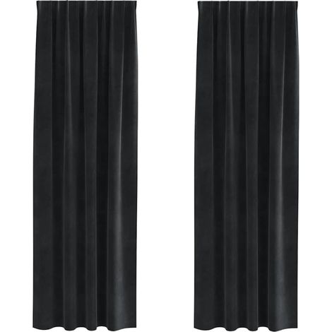 Rideaux occultants 2 pcs Noir 140 x 260 cm Velours