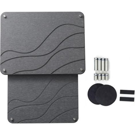 Lot de 2 tapis égouttoirs en pierre de diatomite pour plan de travail de cuisine, ultra-absorbants et antidérapants, avec pieds en acier inoxydable, gris foncé. (1/5)