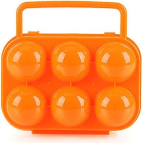 Boîte de rangement pliable et portable en plastique pour œufs - 6 compartiments, orange (1/5)