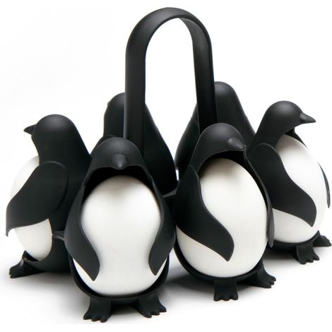 Cuiseur à œufs durs et support Egguins 3 en 1 – Outil en forme de pingouin pour cuire les œufs à la coque ou durs, et conserver jusqu'à 6 œufs. Pratique pour la préparation des repas et le rangement a (1/5)