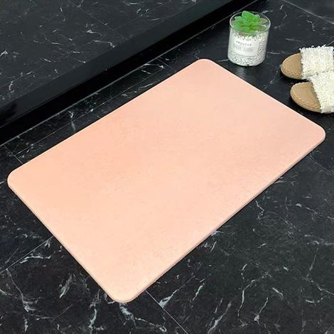 Tapis de sol en terre de diatomées, matériau dur, adapté aux salles de bains et aux cuisines (rose, 39 x 60 x 0,9 cm) (1/5)