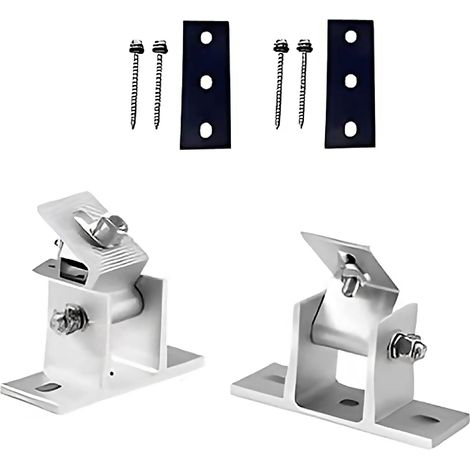 Ensemble de supports pour panneaux solaires, réglables de 15 à 30 degrés (2pcs support + 2pcs coussinets en caoutchouc + 4pcs vis à bois à douille hexagonale) (1/5)