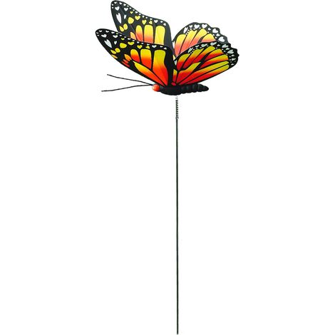 Mariposa 3D de PVC para jardín, uso versátil, color naranja + estaca para el suelo incluida (1/5)