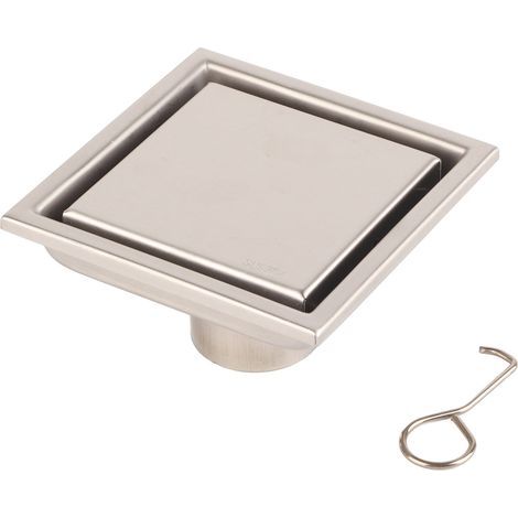 Grille de sol carrée en acier inoxydable, anti-odeurs pour salle de bain, drain de douche, évacuation au sol. (1/5)
