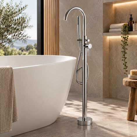 Robinet mitigeur baindouche sur pied DEBRIO pour baignoire îlot (1/5)