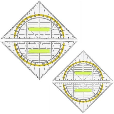 Triangles Géométriques de 16 cm, 4 piéces Géométrique Plastique Transparent Triangle, Équerre géométrique, 2 En 1 Règle Rapporteur Kit en Plastique, Pour Les étudiants, Bureaux, Designers Etc (1/5)