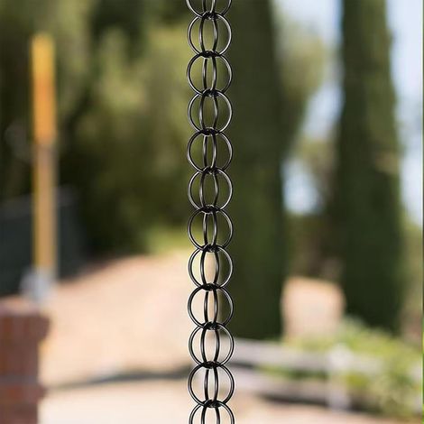 Chaîne de Pluie Aluminium Brun Patiné - avec Système de Crochet pour Fixation Rapide - Anti-Rouille- Parfaite pour Maison de Campagne, Jardins Traditionnels et Décoration d'Entrée-2.5(8.3ft)