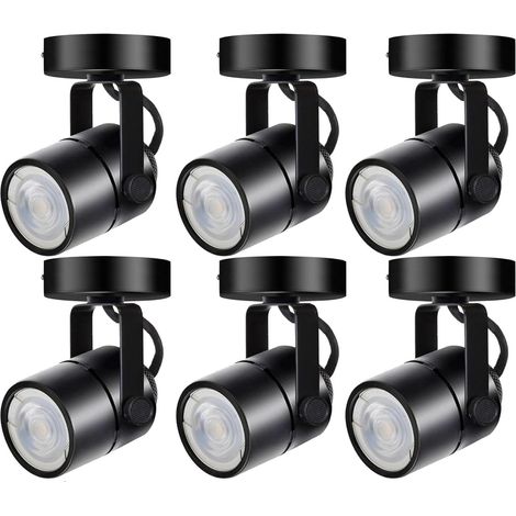 Spot plafond GU10 dimmable, 3CCT Spot plafond ajustable 3000K/4000K/6000K, 6 paquets d'ampoules GU10 (remplaçables), adapté aux magasins, supermarchés, cuisines, salles de séjour, noir (1/5)
