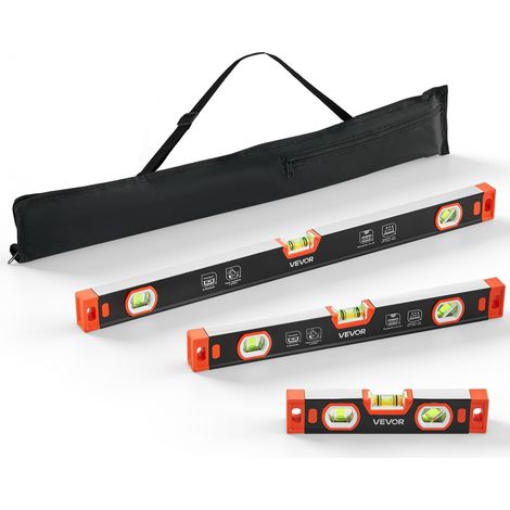Niveau à Bulle Magnétique Lot de 3, 225, 400 et 600 mm Niveau Torpédo en Alliage d'Aluminium Mesure Multi-angle pour Construction et Rénovation, 3 Fioles Vertes, Rainure en V, Trou de Suspension (1/5)