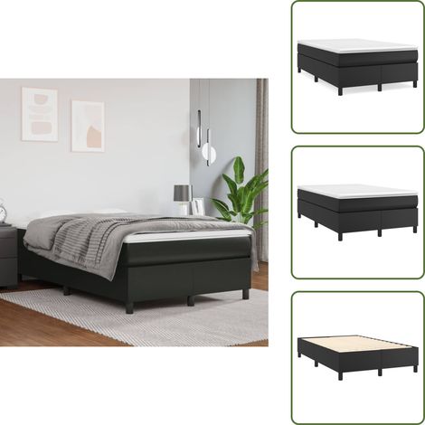 Boxspringbett mit Matratze Schwarz 120x200 cm Kunstleder - Boxspringbett - Doppelbett - Bettenrahmen - Kunstlederbett - Schwarzes Bett