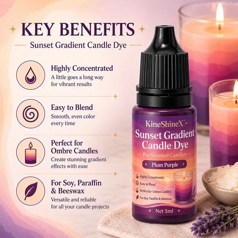 KineShineX Sunset Gradient Scented Candle Color: Plum Purple High-Concentration Candle Dye Liquid (Easy to Mix) (1/4)