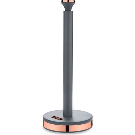 Tower T826133GRY Cavaletto Portarotolo da cucina con morbida sottolineatura, grigio e oro rosa