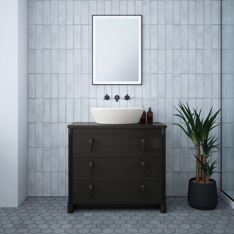 Langley Black Frame Tunable LED Mirror - 500 x 700 x 32mm IP44 Rated Diffused Border Dimmable Demister (1/5)