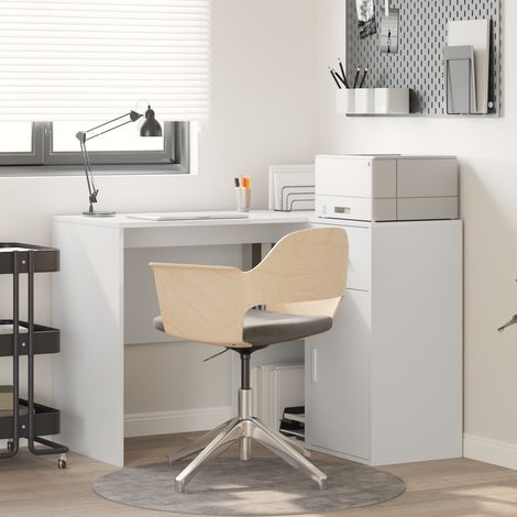 Eck-Schreibtisch mit Schubladen Weiß 102 x 88 x 75 cm