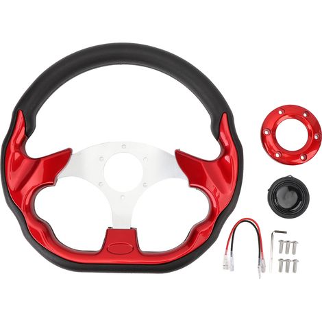 Volante per auto Fabater, volante sportivo universale da 13 pollici con look elegante, impugnatura migliorata, facile installazione, volante sportivo a 6 bulloni per veicoli, in pelle PU e alluminio. (1/5)