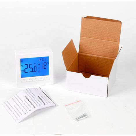 Eosnow Smarter Boiler-Thermostat, batteriebetrieben, kabelgebundener Controller mit LCD-Digitalbildschirm, Hintergrundbeleuchtung, Touch-Taste, Wandmontage, energiesparend, 5+2 Wochen, programmierbare