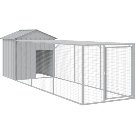 Recinto per pollaio con gabbia per galline con recinto luminoso 117 x 405 x 123 cm acciaio zincato grigio 020043959