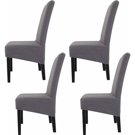 4pcs Washable Printed Fabric Chair Covers for Restaurant Hotel Banquet (Light Gray) (1/5)
