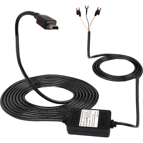 Dashcam ACC Hardwired Kit, Mini USB Hardwired dashcam Kit câble abaisseur, 12V - 24V à DC 5V 3A Chargeur de Voiture câble d'alimentation pour caméra de Voiture GPS - 3,5 m (1/5)