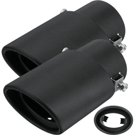 Set 2 tevi evacuare inox negru, carbon, montaj simplu, universal, diametru 63mm, rezistent, durabil, compatibil (1/2)
