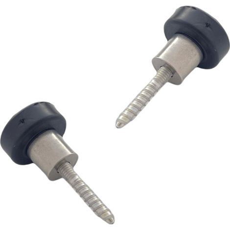 Lot de 2 butoirs luxe en inox avec vis filets T15. Diamètre 28mm, hauteur 30mm. Bague amortisseur noire en élastomère. MADE IN FRANCE (1/4)