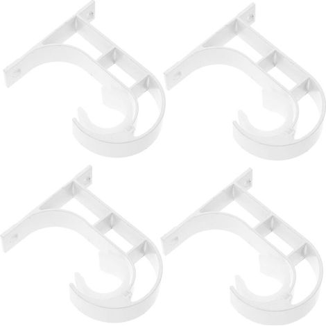 4 pièces Supports de tringle à rideau de plafond, supports de tringle à rideau robustes, crochets de tringle à rideau de plafond noirs, tige de 28 mm, supports de plafond pour de fenêtre blanc (1/4)