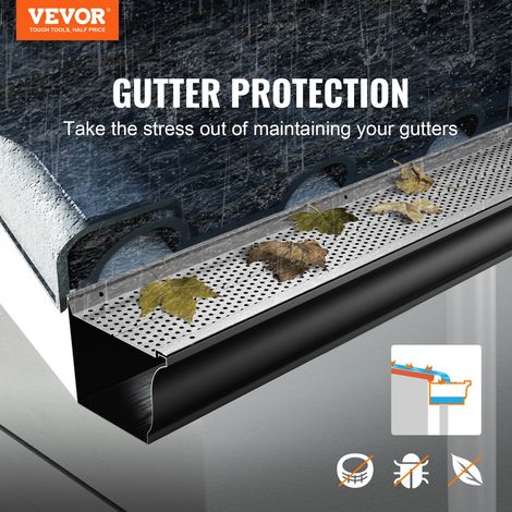 Grille de Protection Gouttière 127 mm Pare-feuilles pour Gouttières Aluminium 26PCS Longueur Totale 31,7 m Trou 4 mm Épaisseur 0,5 mm Protège-gouttière Anti-feuille pour Tout Type Toit Gouttière (1/5)