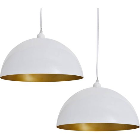 Maison Exclusive - Plafonnier 2 pcs Hauteur réglable Semi-sphérique Blanc (1/5)