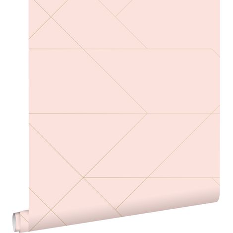 papier peint lignes graphiques rose clair et or - ESTAhome (1/5)