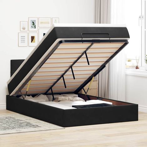 Ottoman-Bett mit Matratze Schwarz 120x190 cm Samt (1/5)