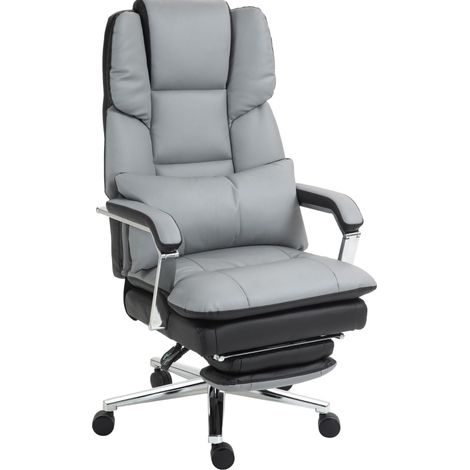 Fauteuil de bureau ergonomique réglable en simili cuir gris clair/noir, dimensions 63x71x123-129 cm (1/5)