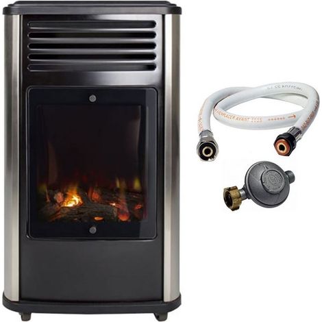 Chauffage à gaz mobile 3.4 kW – Tuyau gaz et détendeur butane inclus – 3 niveaux de chauffe – Pour pièces jusqu'à 80 m² – Sahara