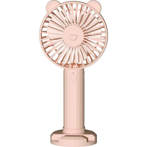1 Ventilateur manuel, 3 vitesses, rose, avec support téléphone, silencieux, intérieur extérieur (1/5)