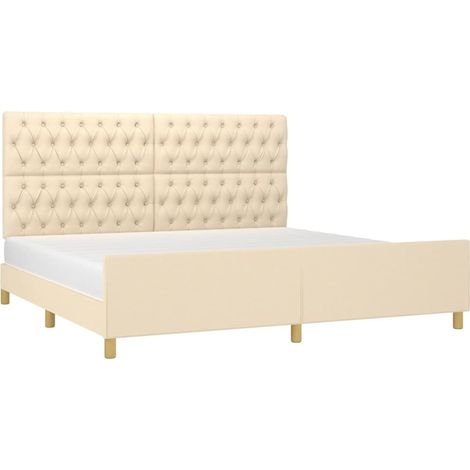 Giroletto con Testiera Crema 200x200 cm in Tessuto vidaXL (1/4)
