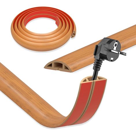 Cache Cable Sol Bois, 6mx3cm Flexible PVC Passage de Cable au Sol  Goulotte Passe Cable Mural, Canal de Câble Protege Cable Sol, Cache Cable Bureau Auto-Adhésif pour Exterieur Maison Entrepôt (1/5)