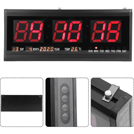 Horloge Murale Numérique LED Moderne avec Date et Température - Format 12/24h - Prise UE 100-240V (1/5)