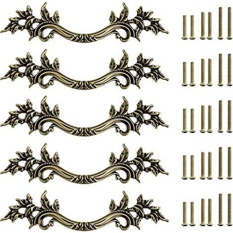 5pcs Poignée de porte vintage Bouton de Porte de Placard rétro,décorer le Tiroir, la Commode, Placard, Meuble etc. (bronze) (1/5)