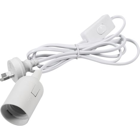Suspension lumineuse E27 avec douille, ampoule, interrupteur et câble, fiche AU 220V, blanc. (1/5)