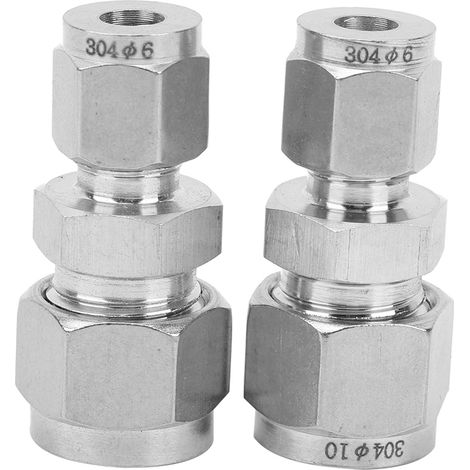 4 raccords réducteurs à double bague en acier inoxydable 304, adaptateur à double bague droit, raccord de tuyauterie à compression Ф6/Ф10 (1/5)